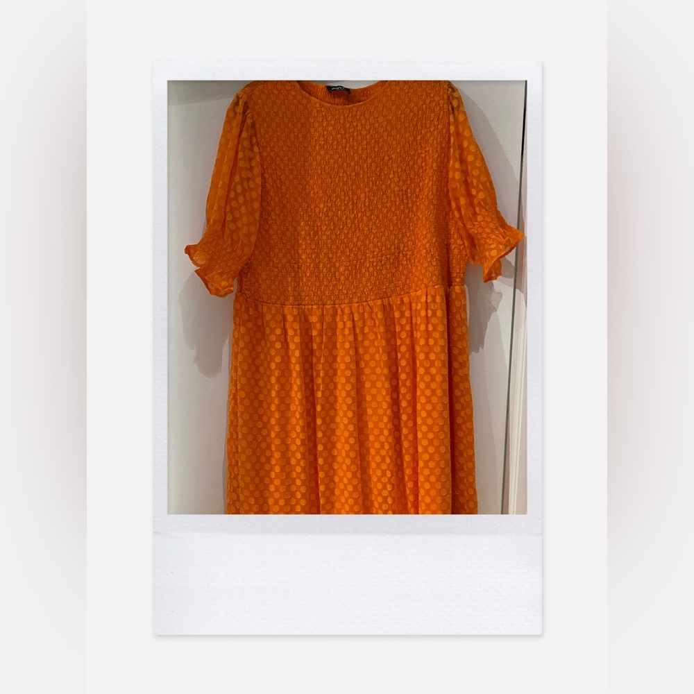 ASOS Curve 🍊 Smocked Dot Orange Maxi Dress